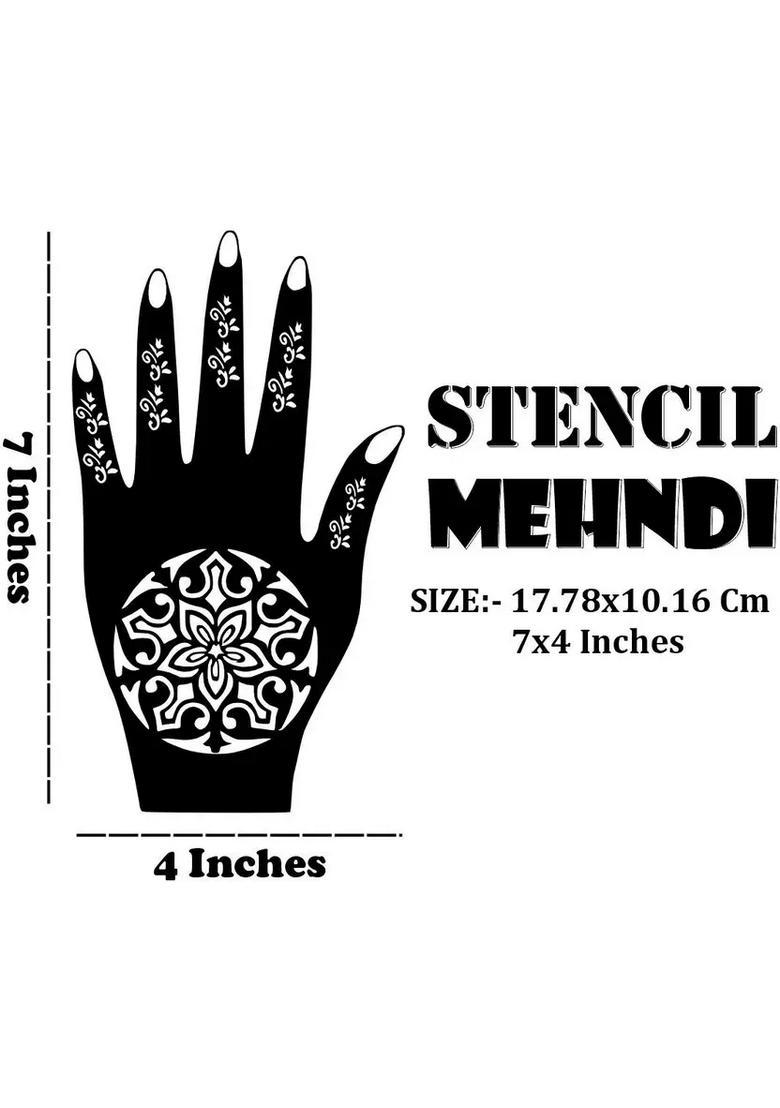 Combo Mehndi Stencil Sticker For Hand And Finger With Elegant Flowers - Indya