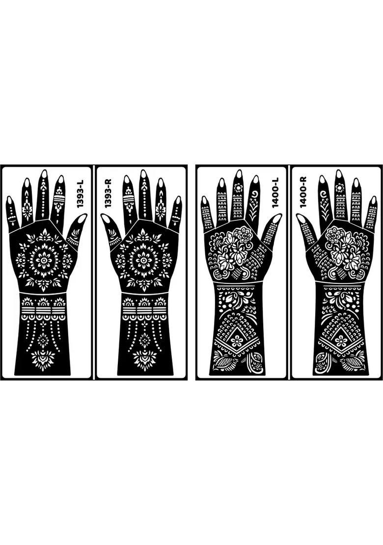 Mandala Flower Artistic Mehndi Stencil Sticker For Kids And Adults Quick Henna - Indya