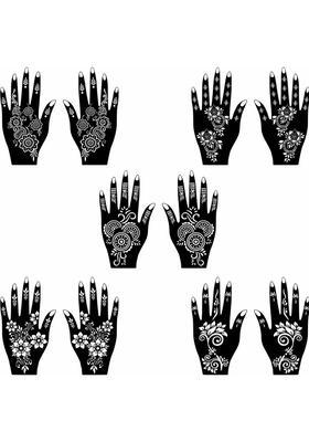 Elegant Henna Pattern Combo Stencil Stickers For Beautiful Hand Design