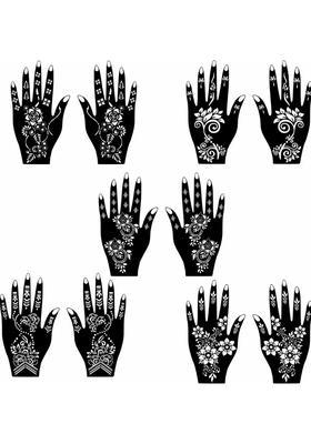 Floral, Leafy, & Mandala Combo Mehndi Stencil Stickers For Both Hands