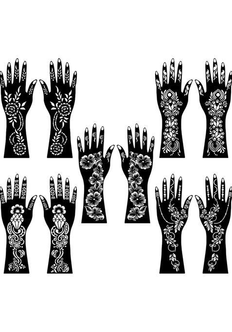 Festive Mehndi Stencil Combo Sticker With Beautiful Hand For Event & Festival