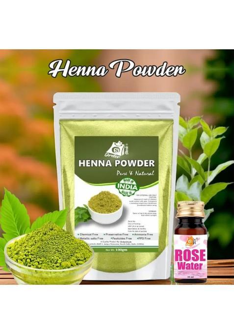 Henna Powder 100G - Natural Hair And Body Coloring Agent With Rose Water