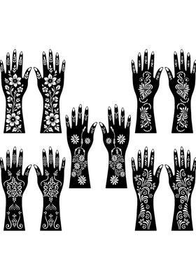 Modern & Easy Peel Combo Mehndi Stencil Sticker For Front Hand & Back Hand