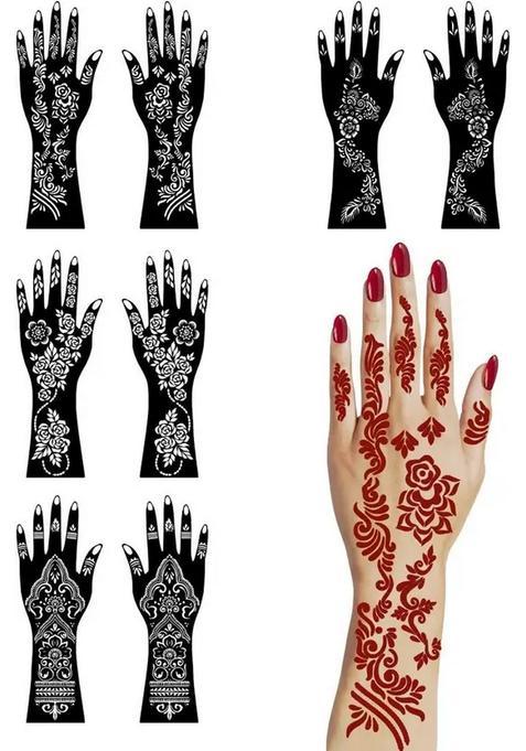 Complete Combo Mehndi Stencil Sticker Kit For Wedding And Cultural Celebrations