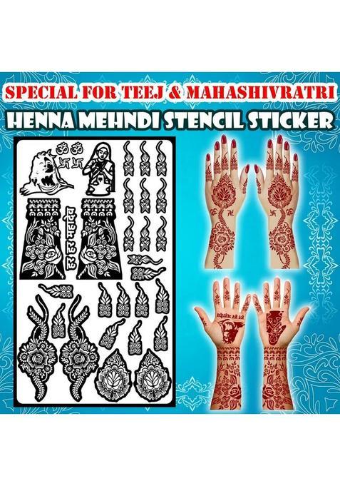 Devotional Shiva Mehndi Stencil Sheet With Om, Trishul