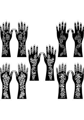 Combo Mehndi Stencil Sticker Pack Designed For Easy Finger Palm & Wrist Use