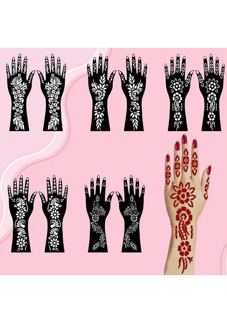 Traditional Combo Mehndi Stencil Sticker For Front And Back Hand - Indya
