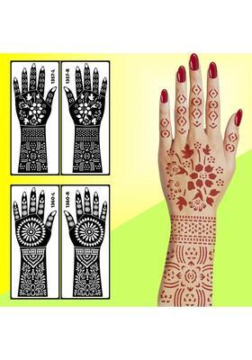 Both Hand & Finger Design Mehndi Stencil Sticker 2 Pack Combo Mandala