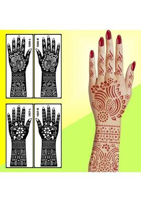 Beautiful Flower Design Easy Apply Stencil Mehndi Sticker Combo Kit Perfect
