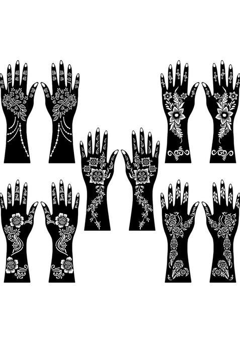Modern Mehndi Stencil Combo Stickers With Floral & Cultural Patterns