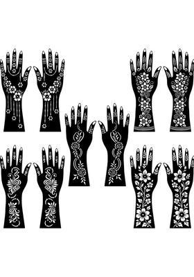 Front And Back Hand Combo Mehndi Stencil Sticker For Both Hands