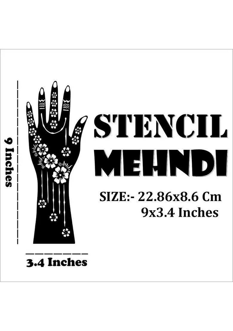 Front And Back Hand Combo Mehndi Stencil Sticker For Both Hands - Indya