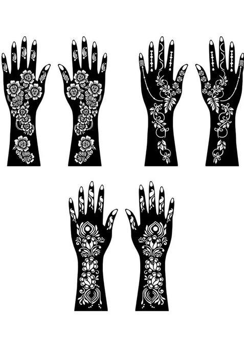 Front Hand Mehndi Stencil Sticker With Bloom Design For Elegant Event Look