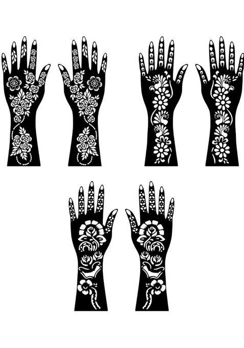 New Style Combo Mehndi Stencil Sticker With Creative Flower Layout