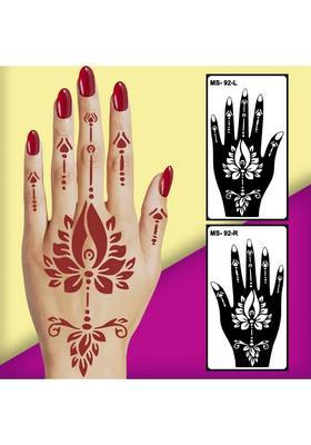 Bold Henna Art Sticker With Floral Look Mehndi Stencil For Both Hand