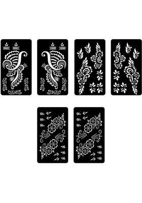 Mix Floral Combo Mehndi Stencil Sticker With Trendy Designs For Women