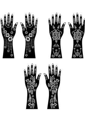 Elegant Combo Mehndi Stencil Sticker Set Featuring Flower Trails For Hands