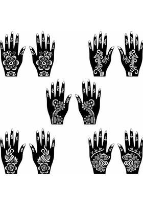 Combo Mehndi Design Stencil Stickers With Bridal, Karwa Chauth, & Occasions