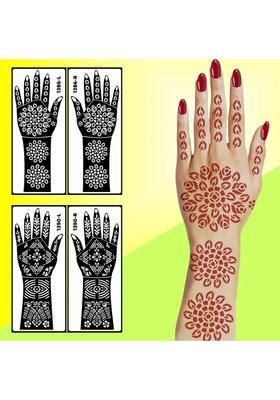 Mehndi Stencil Sticker With Beautiful Design Combo Kit Quick & Easy Apply