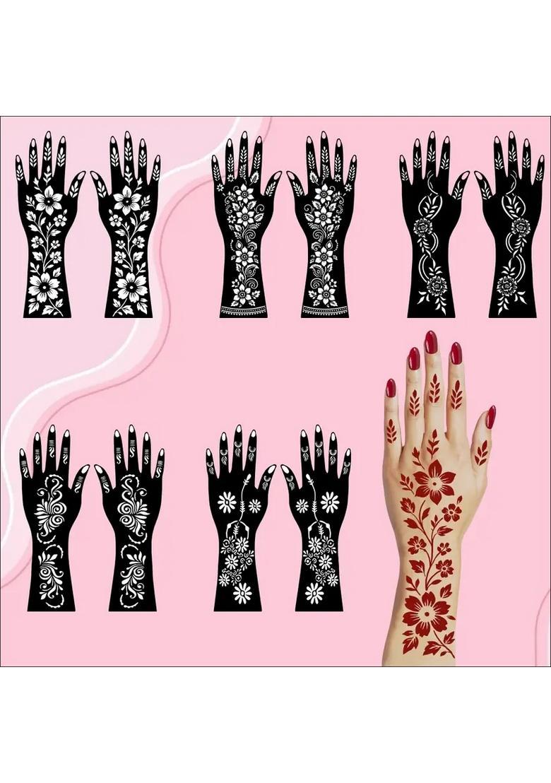Full Hand Combo Mehndi Stencil Sticker Pack For Wrist, Finger & Hands - Indya