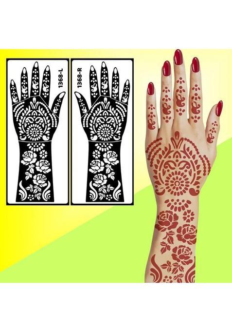 Romantic Theme Bridal Mehndi Stencil Sticker With Bride-Groom Silhouette
