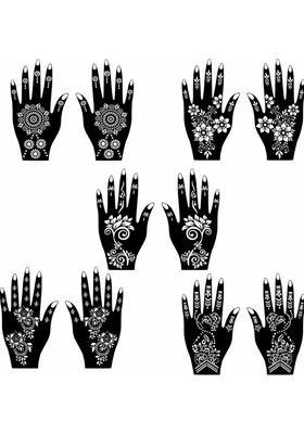 Beautiful Finger & Palm Mehndi Stencil Sticker Combo For All Occasions