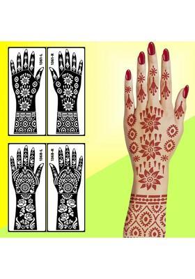 Flowers Mehndi Stencil Sticker Combo Pack Easy & Elegant Hand Art