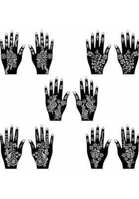 Elegant Style Mehndi Stencil Sticker Combo Design For Daily & Special Wear