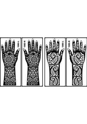 Beautiful Floral Back Hand Mehndi Design Stencil Sticker For Women And Girls