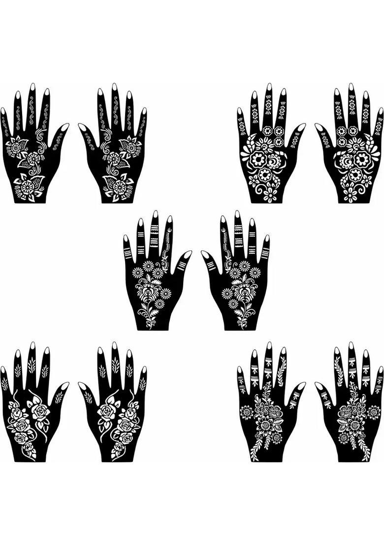 All Beautiful Mehndi Stencil Sticker Combos With Multiple Pattern - Indya