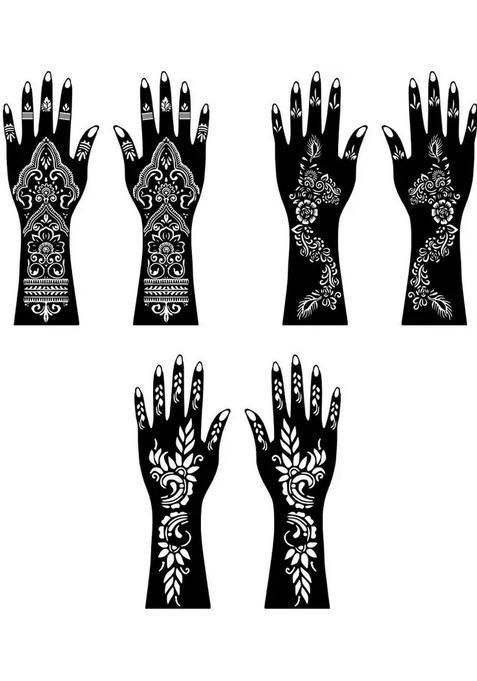 Women'S Combo Mehndi Stencil Sticker With Beautiful Roses And Palm Detail