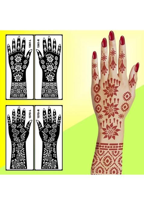 Instant Traditional Design Mehndi Stencil Combo Kit For Festival-Ready