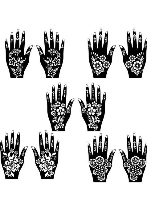 Creative Use Mehndi Stencil Combo Sticker Set With Floral Art For All Event