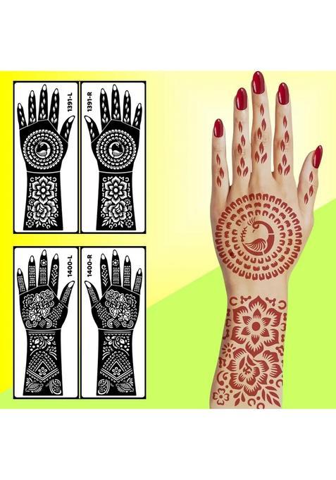 Instant Traditional Design Mehndi Stencil Combo Kit For Festival