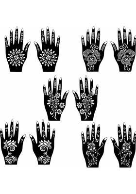 Easy Mehndi Stencils Sticker Combo With Modern Patterns For Both Hand
