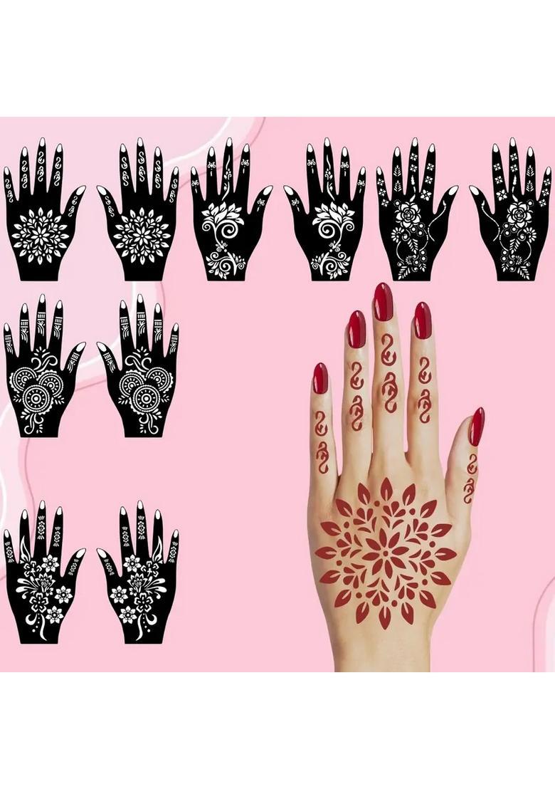 Easy Mehndi Stencils Sticker Combo With Modern Patterns For Both Hand - Indya