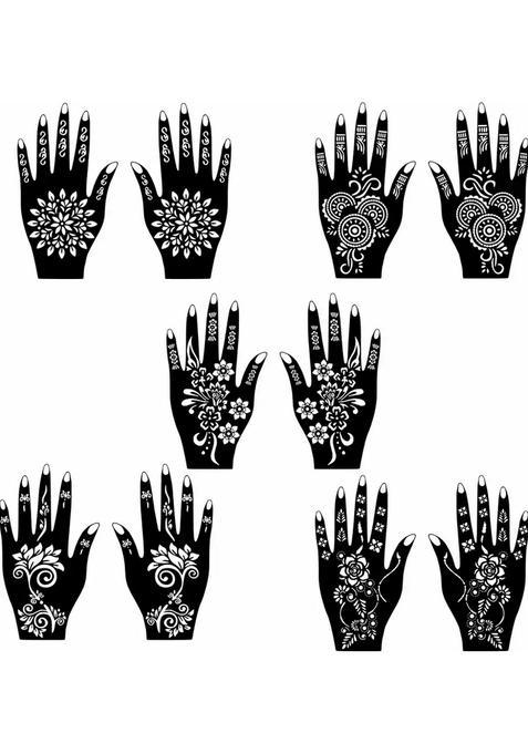 Easy Mehndi Stencils Sticker Combo With Modern Patterns For Both Hand