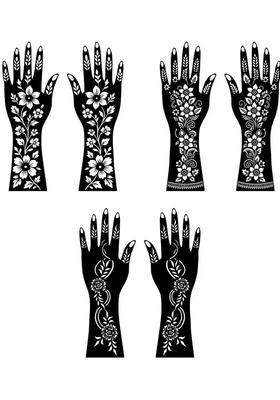 Gorgeous Combo Mehndi Stencil Sticker With Flower Outlines Designed