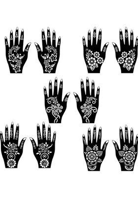 Floral And Elegant Mehndi Stencil Sticker Combo With Mixed Design