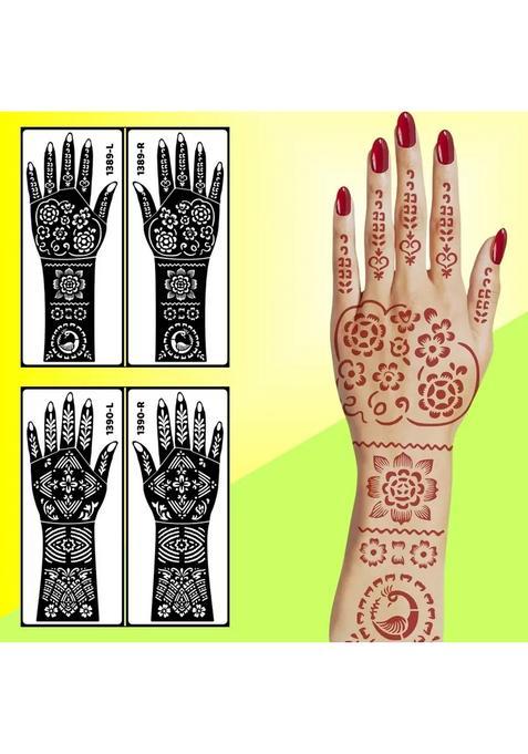 2 Pack Of Combo Set Round Floral Mandala Henna Stencil Sticker