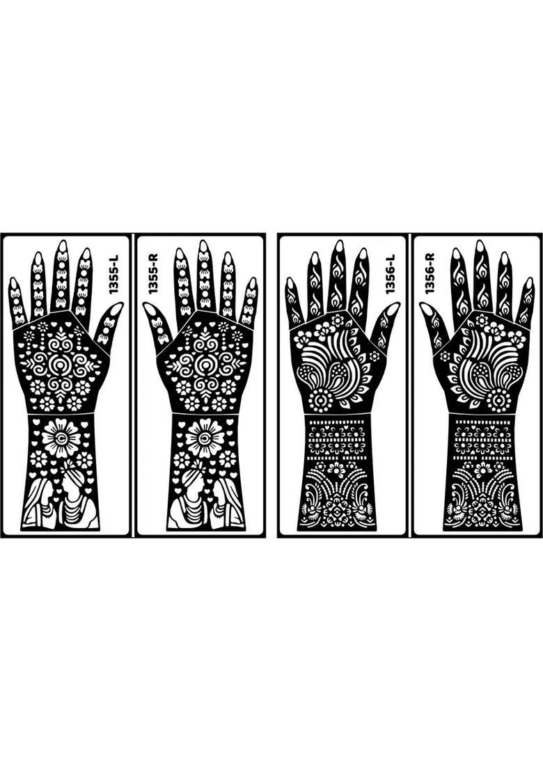 Bridal Both Hand & Fingers Art Stencil Mehndi Sticker Combo For Beginners - Indya