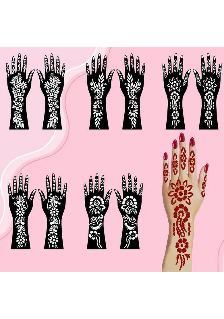 Stylish Combo Mehndi Stencil Stickers For Weddings, Parties, & Festivals - Indya