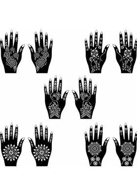 Ready-To-Use Mehndi Combo Stencil Stickers For Hands & Palm Design