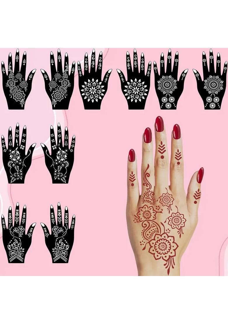 Ready-To-Use Mehndi Combo Stencil Stickers For Hands & Palm Design - Indya