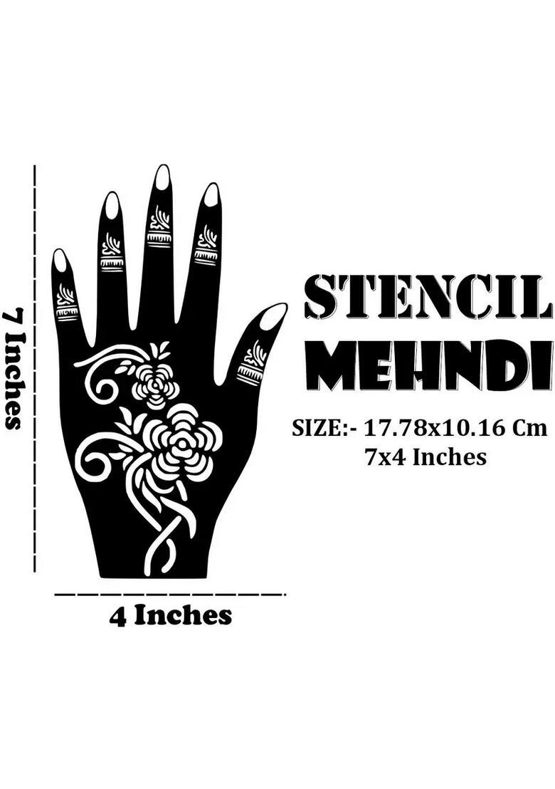Flower Mehndi Stencil Sticker Combo With Stylish Patterns For Both Hand - Indya
