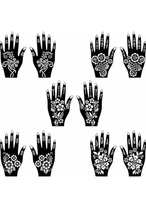 Flower Mehndi Stencil Sticker Combo With Stylish Patterns For Both Hand