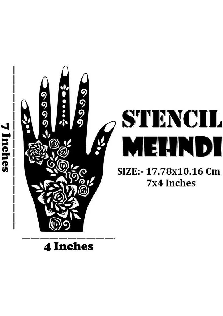 Bridal Combo Mehndi Stencil Sticker Kit For Full Hand Designs - Indya