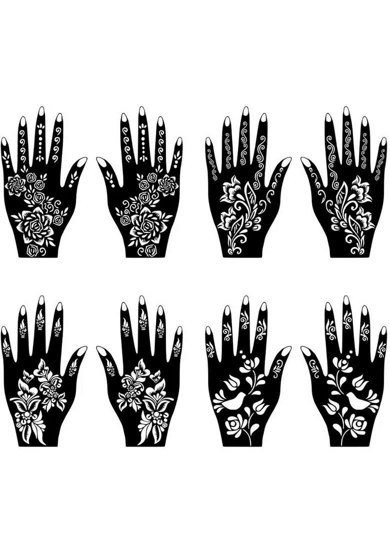 Bridal Combo Mehndi Stencil Sticker Kit For Full Hand Designs - Indya