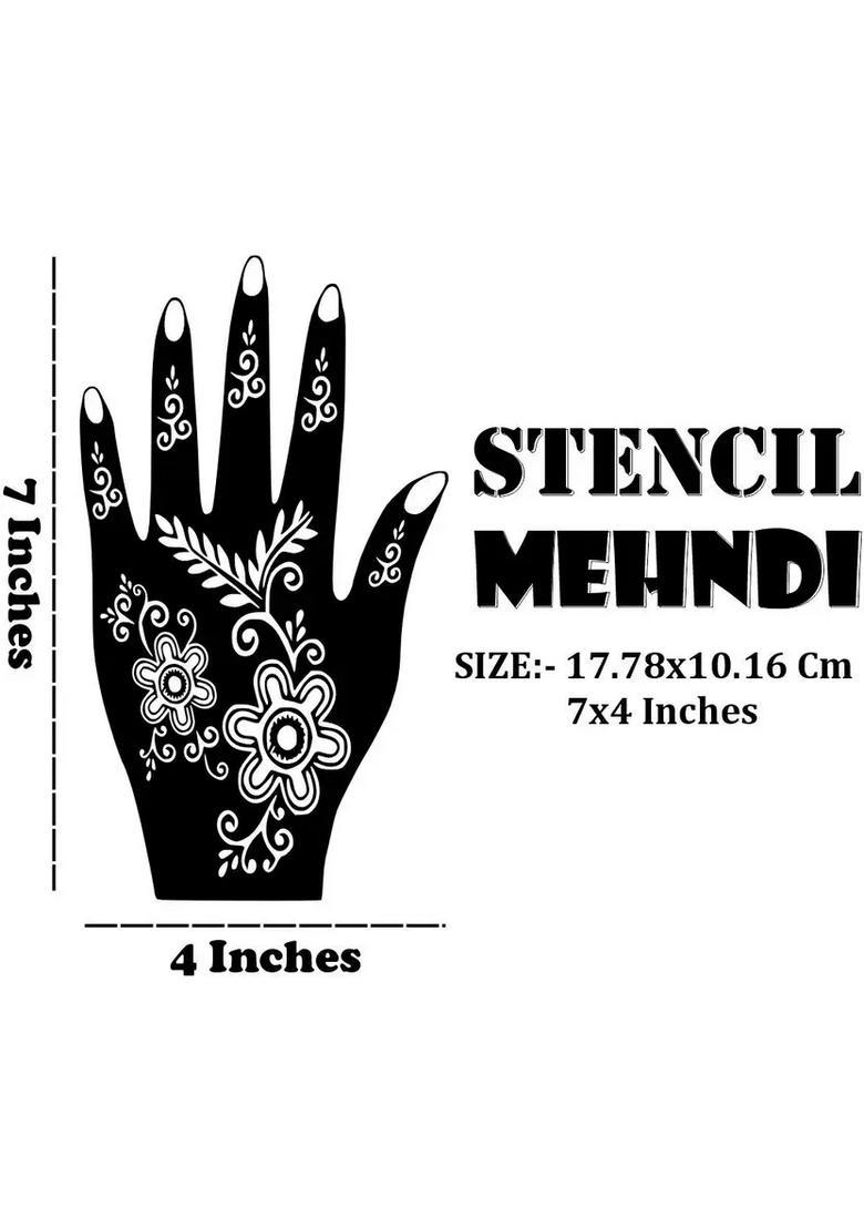 Elegant Rose Pattern Combo Mehndi Stencil Sticker Set For Unique Hand Art - Indya