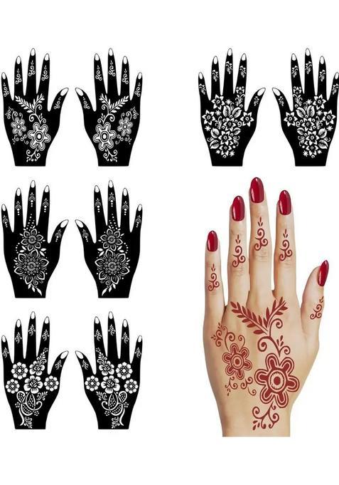 Elegant Rose Pattern Combo Mehndi Stencil Sticker Set For Unique Hand Art